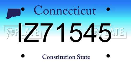 IZ71545 Connecticut License Plate
