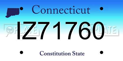 IZ71760 Connecticut License Plate