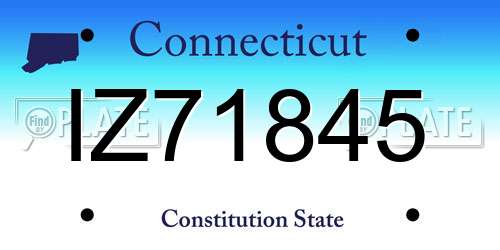 IZ71845 Connecticut License Plate