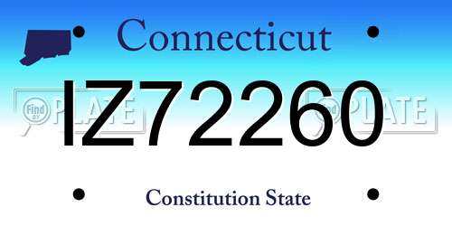 IZ72260 Connecticut License Plate