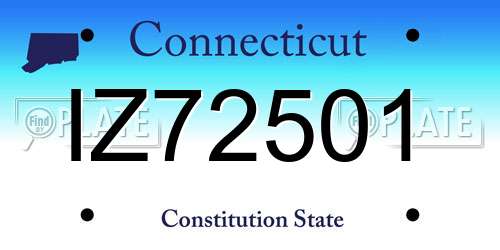 IZ72501 Connecticut License Plate
