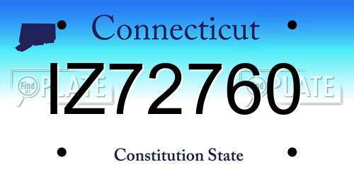 IZ72760 Connecticut License Plate