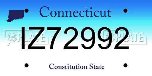 IZ72992 Connecticut License Plate