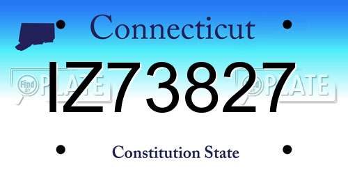 IZ73827 Connecticut License Plate