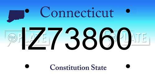 IZ73860 Connecticut License Plate