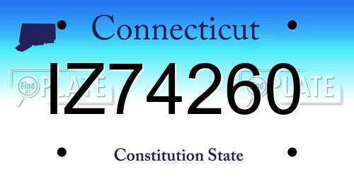 IZ74260 Connecticut License Plate