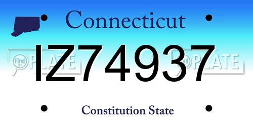 IZ74937 Connecticut License Plate