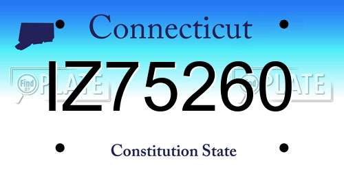 IZ75260 Connecticut License Plate