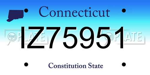 IZ75951 Connecticut License Plate