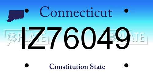IZ76049 Connecticut License Plate