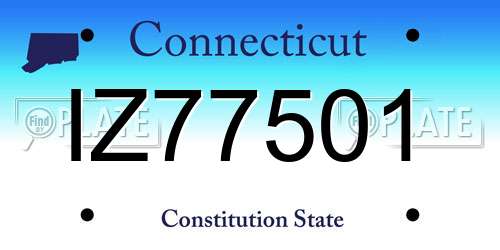 IZ77501 Connecticut License Plate