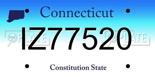 IZ77520 Connecticut License Plate