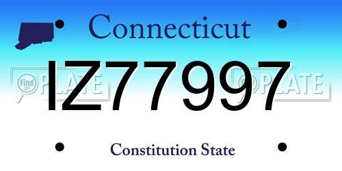 IZ77997 Connecticut License Plate