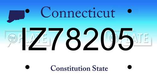 IZ78205 Connecticut License Plate