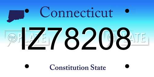 IZ78208 Connecticut License Plate