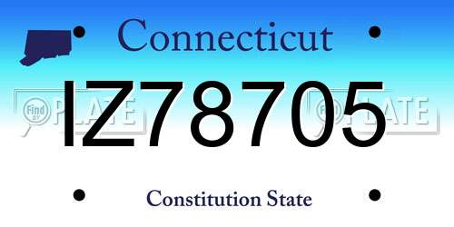 IZ78705 Connecticut License Plate
