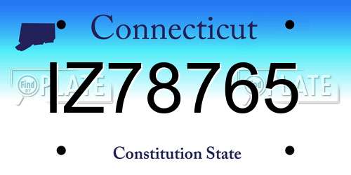 IZ78765 Connecticut License Plate