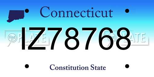 IZ78768 Connecticut License Plate