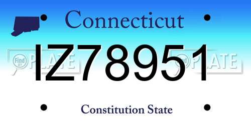 IZ78951 Connecticut License Plate