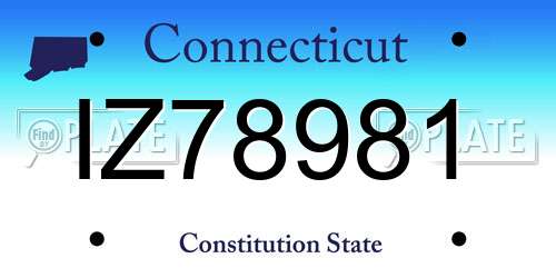 IZ78981 Connecticut License Plate