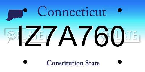 IZ7A760 Connecticut License Plate