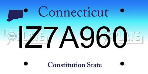IZ7A960 Connecticut License Plate