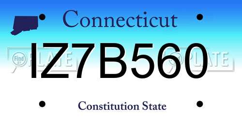 IZ7B560 Connecticut License Plate