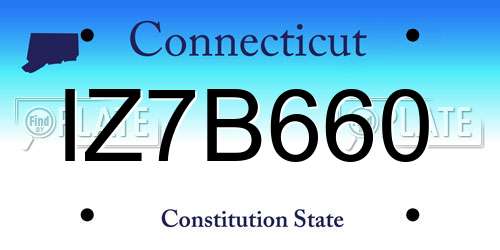 IZ7B660 Connecticut License Plate