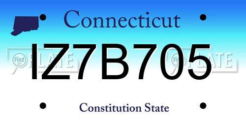 IZ7B705 Connecticut License Plate