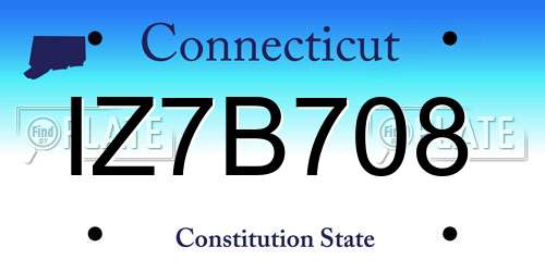 IZ7B708 Connecticut License Plate