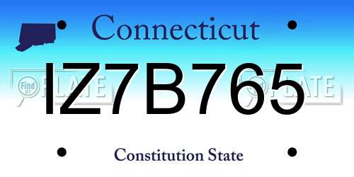 IZ7B765 Connecticut License Plate