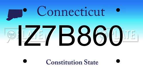 IZ7B860 Connecticut License Plate