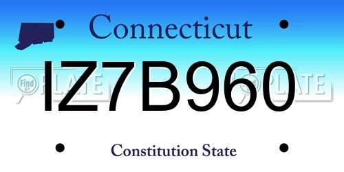 IZ7B960 Connecticut License Plate