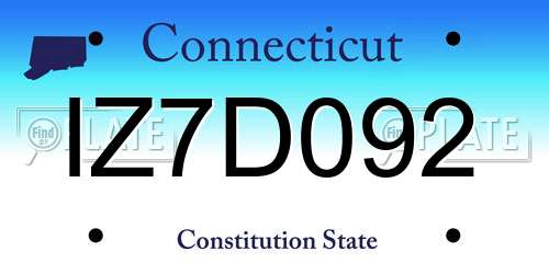 IZ7D092 Connecticut License Plate