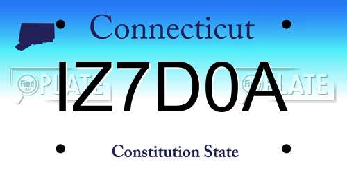 IZ7D0A Connecticut License Plate