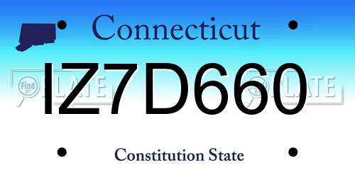 IZ7D660 Connecticut License Plate