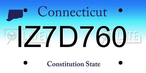 IZ7D760 Connecticut License Plate