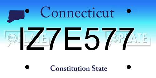 IZ7E577 Connecticut License Plate
