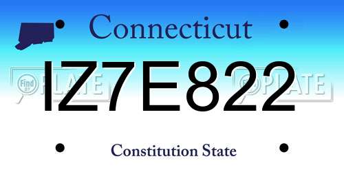 IZ7E822 Connecticut License Plate