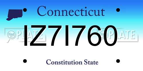 IZ7I760 Connecticut License Plate