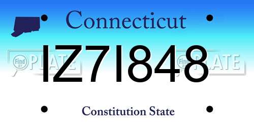 IZ7I848 Connecticut License Plate