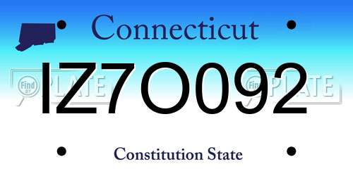 IZ7O092 Connecticut License Plate