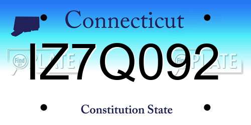 IZ7Q092 Connecticut License Plate