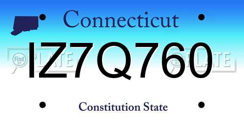 IZ7Q760 Connecticut License Plate