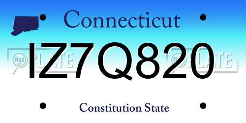 IZ7Q820 Connecticut License Plate