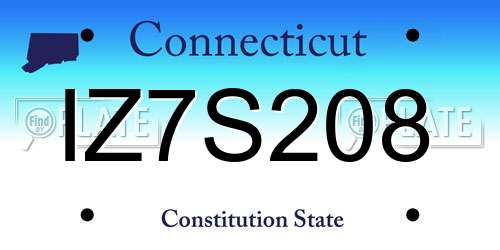 IZ7S208 Connecticut License Plate