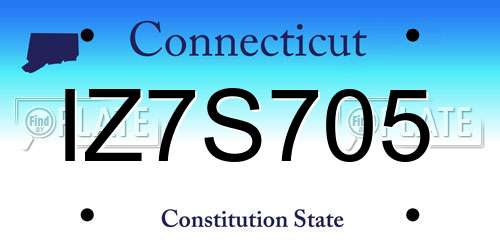 IZ7S705 Connecticut License Plate