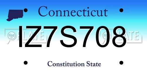 IZ7S708 Connecticut License Plate
