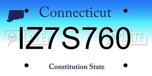IZ7S760 Connecticut License Plate