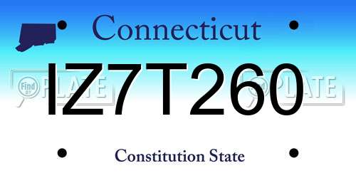 IZ7T260 Connecticut License Plate